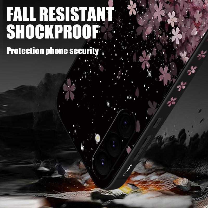 Чехол с узором вишневого цвета для Samsung Galaxy S25 S24 S22 Ultra Plus S23 S21 S20 Fe A55 A54 A52 A35 A15 5g Lanyard Tpu Soft Slim Case Cover