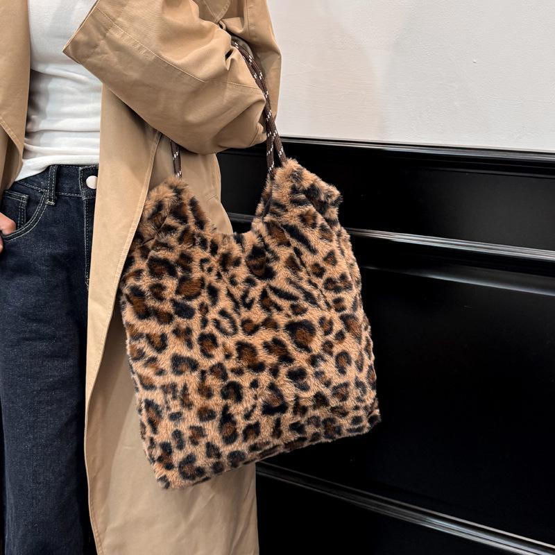 Yogodlns Ретро Сумка-тоут Леопардовый принт Регулируемый ремень Сумка на плечо Большая вместимость Сумка через плечо Повседневные прогулки
