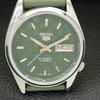 ЯПОНИЯ ВИНТАЖ SEIKO 5 АВТОМАТИЧЕСКИЕ ВОССТАНОВЛЕННЫЕ МУЖСКИЕ ЧАСЫ ЗЕЛЕНЫЙ ЦИФЕРБЛАТ a440424-4