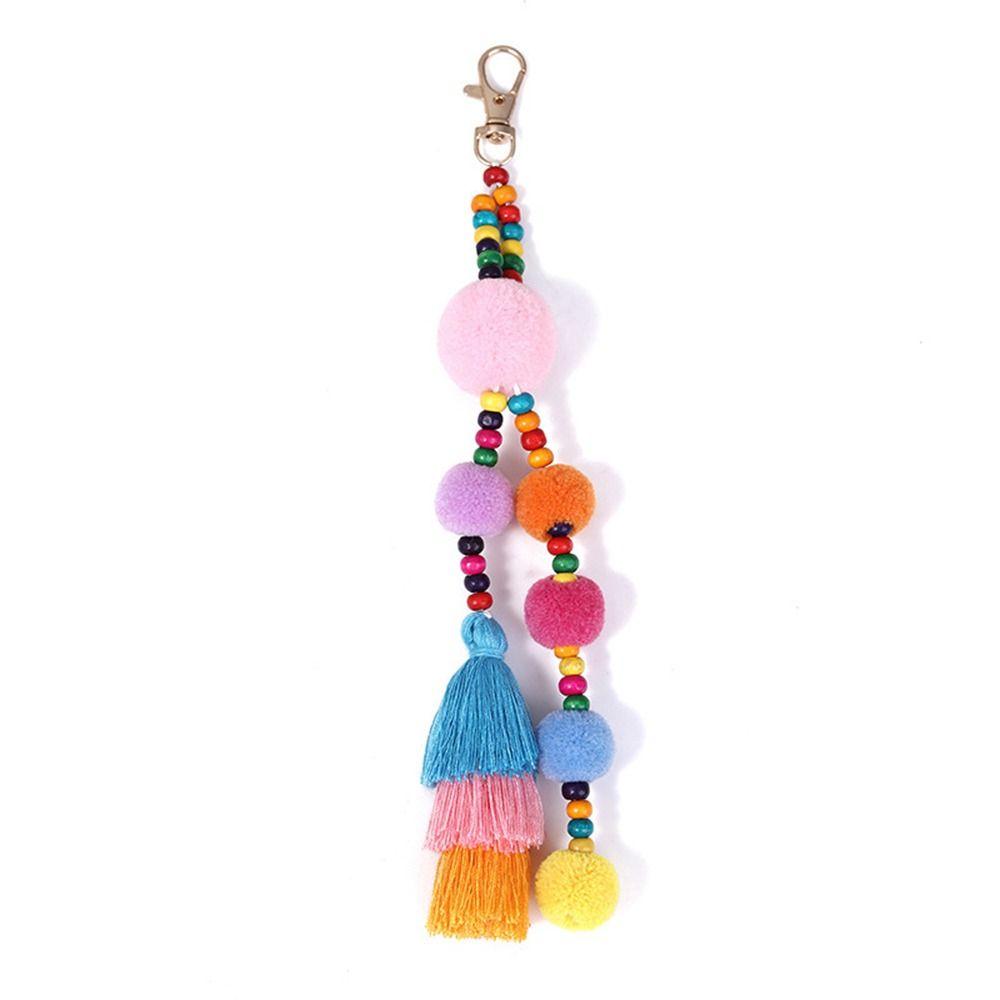 Fluffy Fashion Jewelry Womens Keychain Keyring Bag Pendant Pompom Ball Pendant