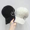 Autumn and Winter New Lamb Wool Embroidered Letter Baseball Cap Women's Outdoor Warm Fashion Cap