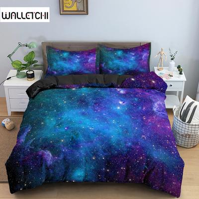 Комплект постельного белья Galaxy Space 3D Universe Пододеяльник Психоделический пододеяльник с застежкой-молнией Двуспальный полиэстеровый пододеяльник для детей