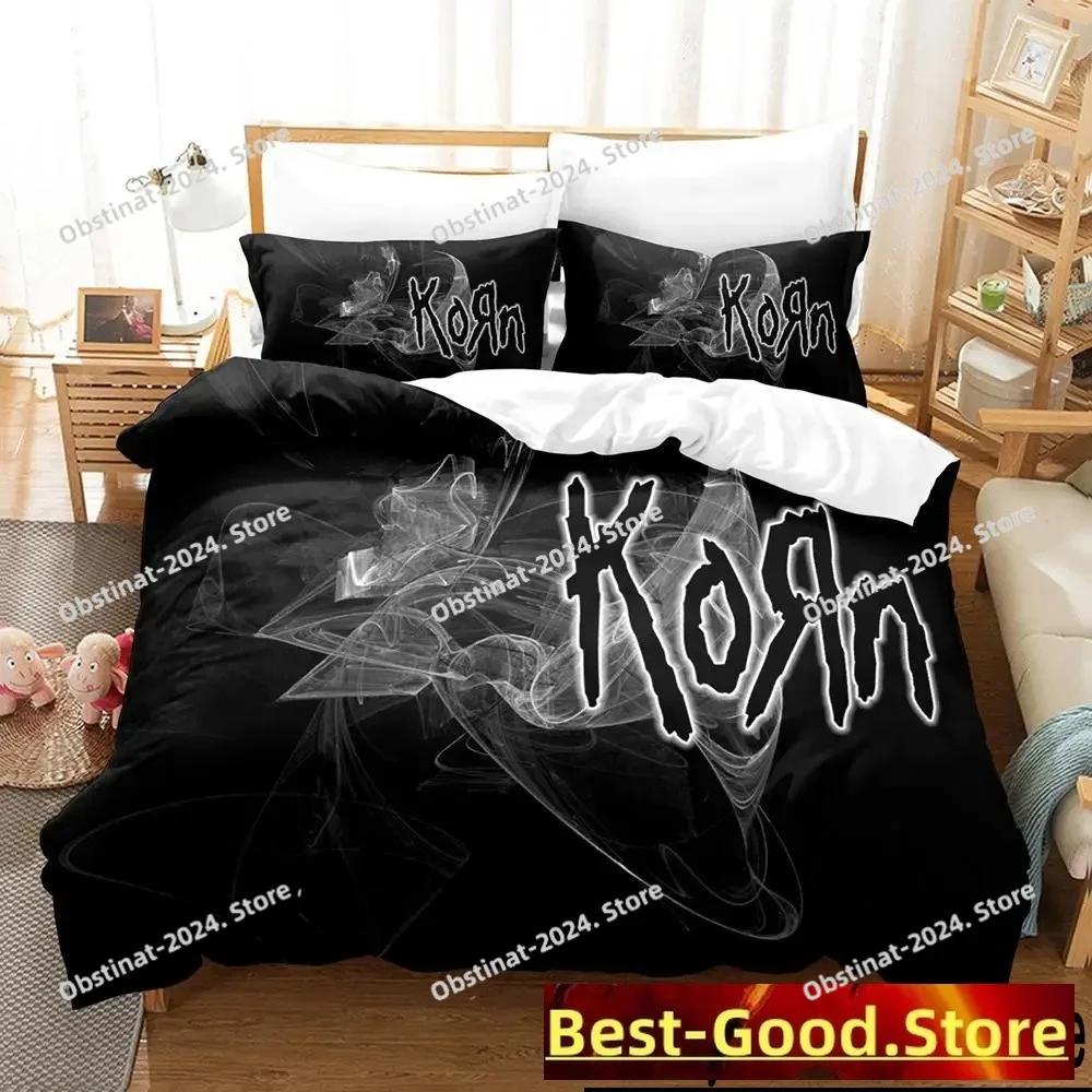 Модный постельный комплект 3D-печать с принтом рок-группы Korn Пододеяльник Наволочка Комплект постельного белья Постельное белье из льна Покрывало Размер Full Queen King