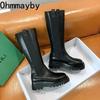 Женские ботфорты Модные ботильоны на толстой подошве Рыцарские ботильоны Тренд Нескользящие женские длинные сапоги