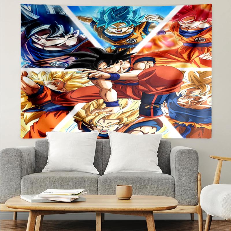 Dragon-Ball Print Tapestry, Backdrop, Easy Setup, Ideal for Bedroom, Office & Living Room, with Aesthetic Wall Hanging Decor.