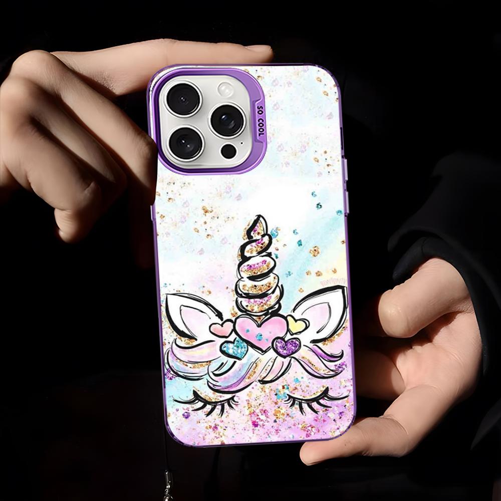Мультяшный чехол для телефона с единорогом для iPhone 16 15 14 13 12 11 Pro Max X XR XSMAX 8 7 Plus Матовый противоударный задний чехол