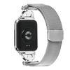 For Xiaomi Redmi Watch 4 Watch Band Silver Milanese Stainless Steel Strap D-Shape Rhinestones Decor