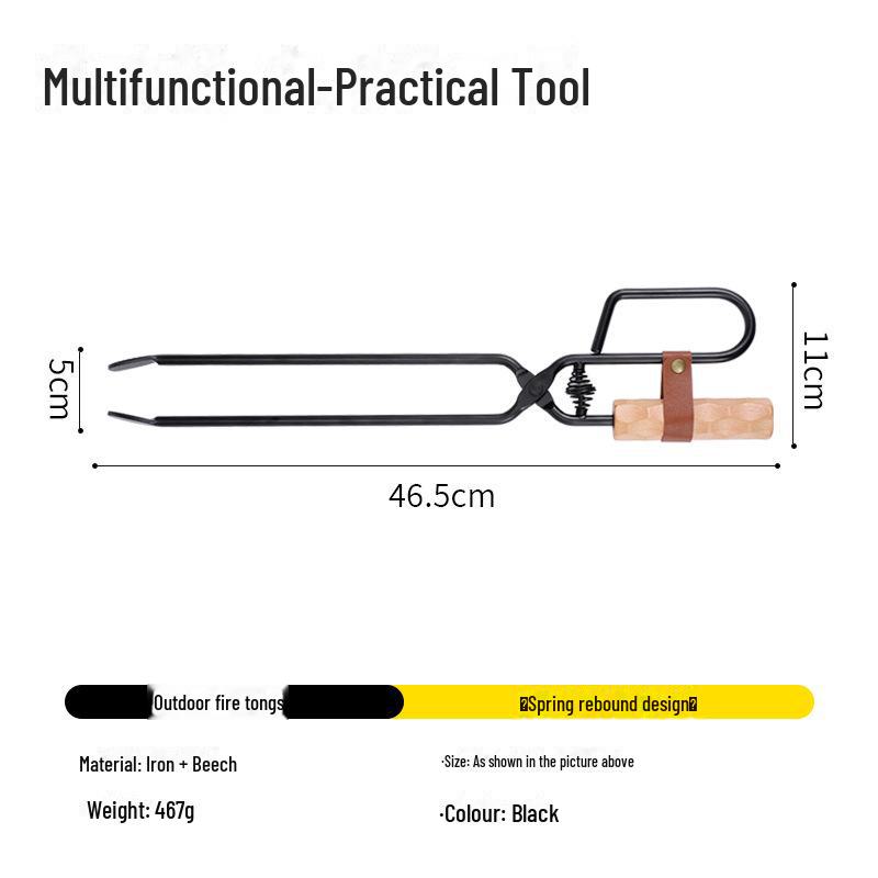 Extended Anti-Scalding Fire Tongs for Camping and Barbecue