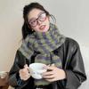 Seasonal Woolen Scarf Ladies Warm Wind Couple Vintage Contrast Stripe Knit Scarf Women