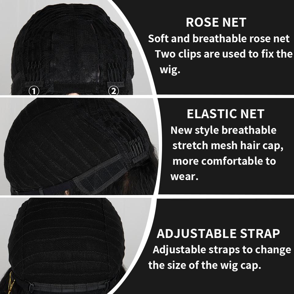 MISSQUEEN Парик Афро Боб Парик Яки Прямые синтетические волосы из высокотемпературного волокна Яки Прямые вьющиеся волосы Средней длины Праздничные волосы Женские