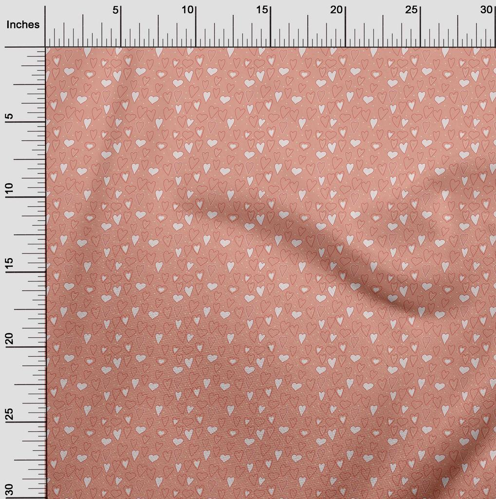 oneOone Cotton Flex Peach Fabric Valentine Heart Quilting Supplies Print Sewing Fabric By The Yard 40 Inch