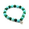Stones and Minerals. Malachite + Turquoise Beaded Bracelet 8 Mm. Made In France.