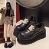 Fashion 2025 New Women's Shoes Platform Footwear Fashion Style All-Match Black Flats Dress Leather Shoes Fashion Thick Sole Shoes