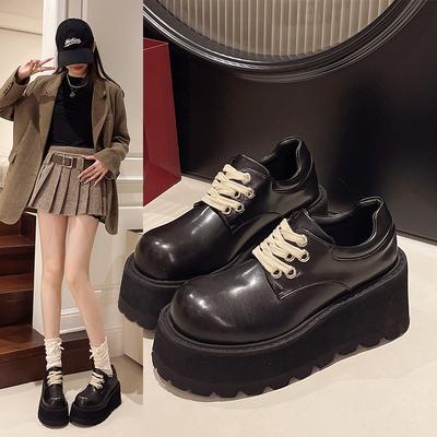 Мода 2025 Новая Женская Обувь Платформа Обувь Модный Стиль На Все Случаи Черные Балетки Платье Кожаная Обувь Модная Обувь на Толстой Подошве