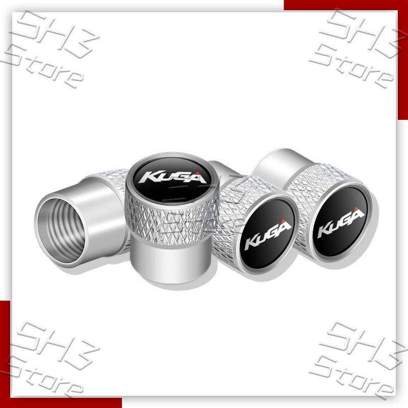 YUQK4 4Pcs Car Metal Wheel Tire Air Valve Stem Caps Dustproof Waterproof Covers For Ford KUGA Emblem MK1 MK2 MK3 Auto Tyre Accessories