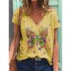 V-neck Short Sleeved Top with Sexy 3D Animal Butterfly Dragonfly Print Women's T-shirts