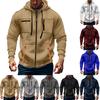 Men's Hoodie Sweatshirt Pocket Decoration Men's Full Zip Solid Color Sweatshirt