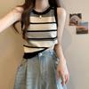 Fashionable Striped Knitted Vest for Women Summer Sleeveless Top Slim Fit Tank Top