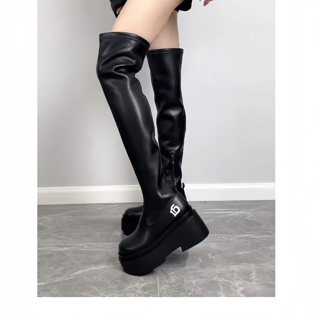 Over-knee Boots Women's New Autumn and Winter 2025 Elastic and Thin White Boots Thick Legs Fat MM Tall Tube