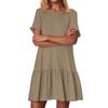 Women's Fashion Casual Round Neck Short Sleeve Ruffle Dresses