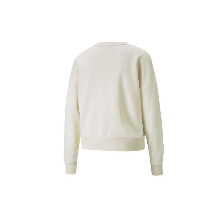 Puma Classics Metallic Gold Big Logo Print Sport Crew Neck Sweatshirt Women Tops Ivory 531382-73