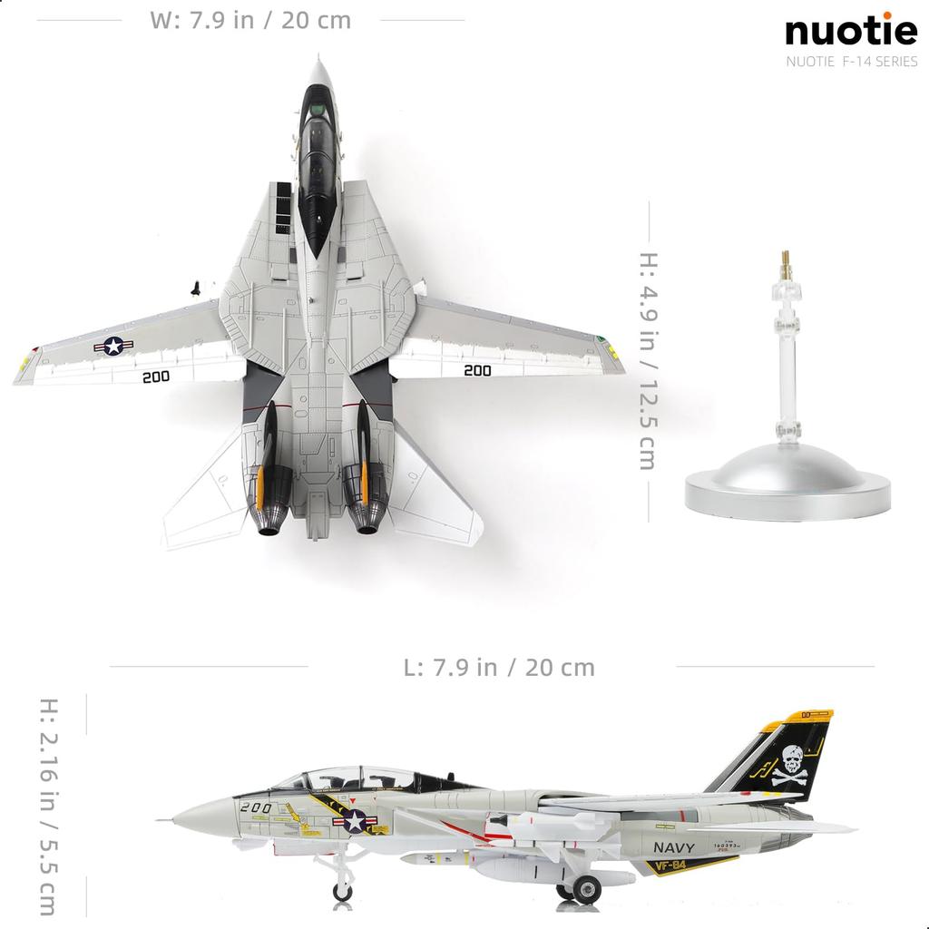 NUOTIE 1/100 F-14 Tomcat Металлическая модель истребителя - Готовый продукт - Военно-морские силы США VF-84 Jolly Rogers Истребитель Литой металлический самолет Военная модель для демонстрации
