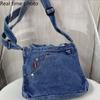 Женская сумка через плечо, Япония и Южная Корея, изысканная джинсовая сумка из стираного денима, художественный стиль, индивидуальность, креативность, портативная сумка, сумка через плечо