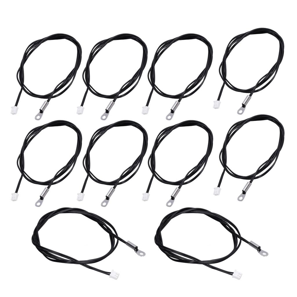 10Pcs NTC Thermistor Probe Temperature Sensor Round Lug Cold Pressed Terminal Connector 1meter