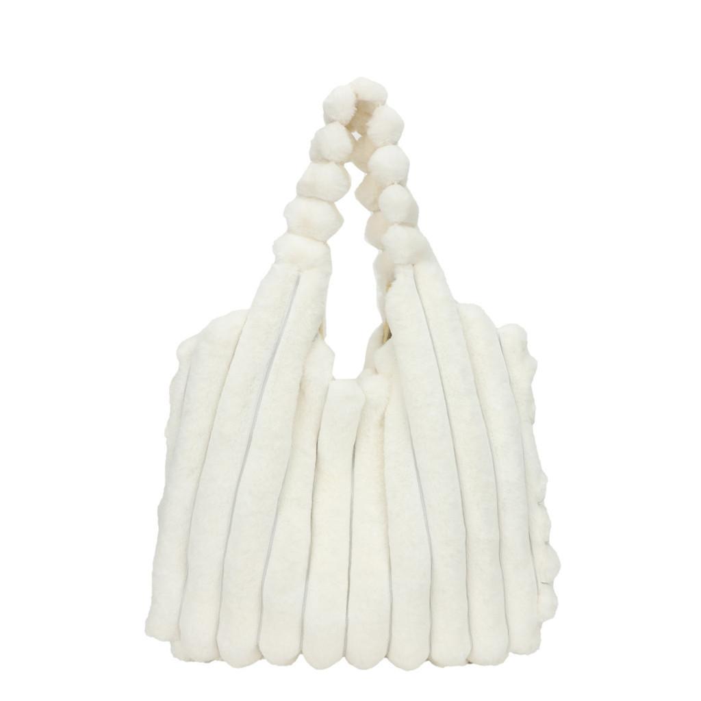 Stylish Large Capacity Plush Tote Bag Soft Urban Chic Fluffy Shoulder Bag