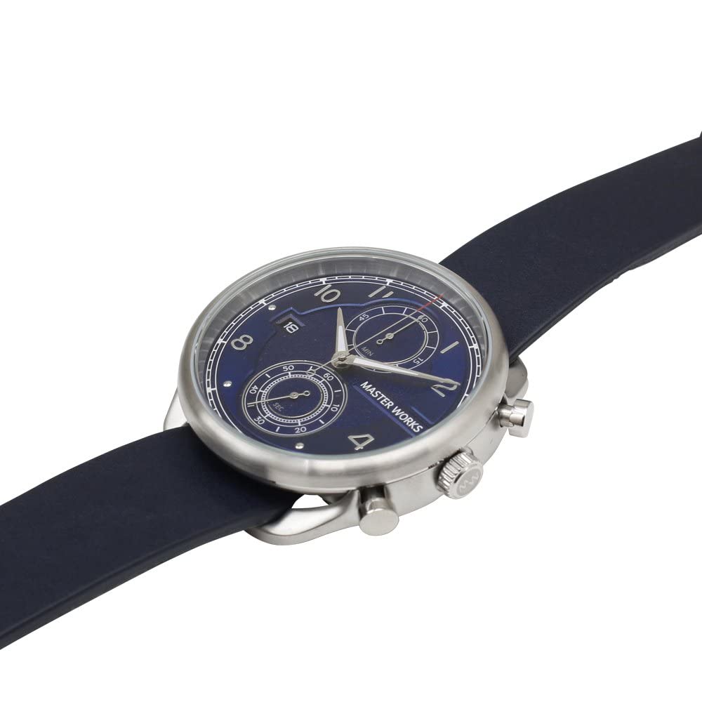 MASTER WORKS Quattro 002 Made in Quartz Leather Navy Blue MW07SN-EDNVG8 Men's Watch, Japan, Movement, 41mm, Strap, Chronograph,