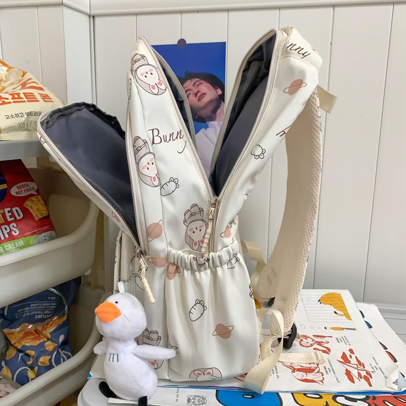 Младший школьный ранец для школьников, женский рюкзак с рисунком кролика, женский рюкзак для кампуса с принтом кролика