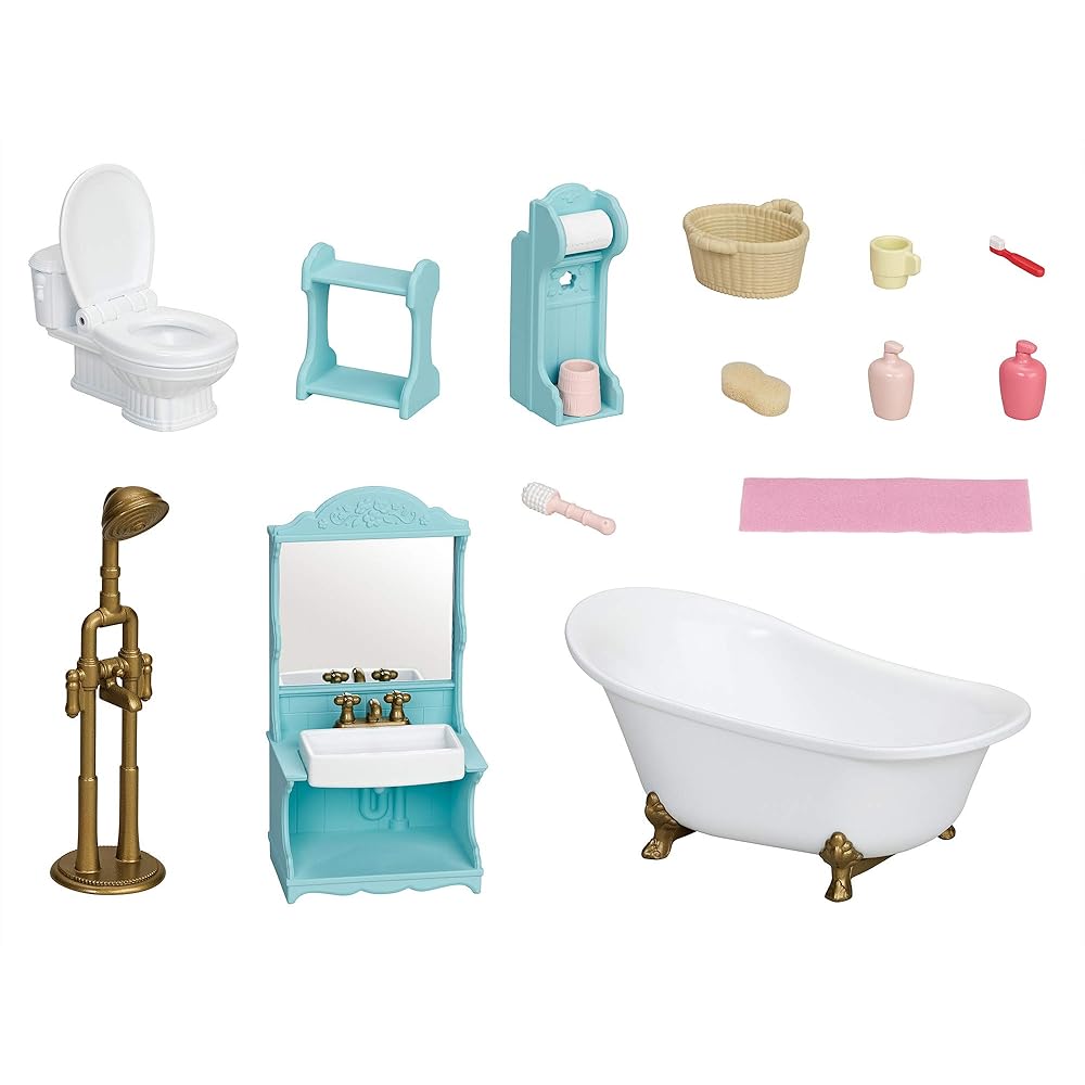 Sylvanian Families Bathroom Set ST Mark Certified for Ages 3 and Up Dollhouse Furniture Toy