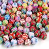 Бусины из полимерной глины с цветочным принтом, круглые бусины-разделители смешанных цветов для изготовления украшений своими руками, 10-20 шт.