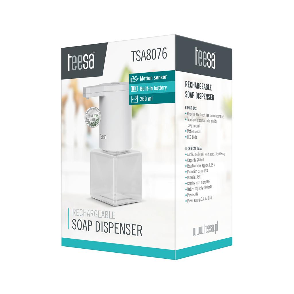 Teesa automatic, battery-operated, touchless foam soap dispenser