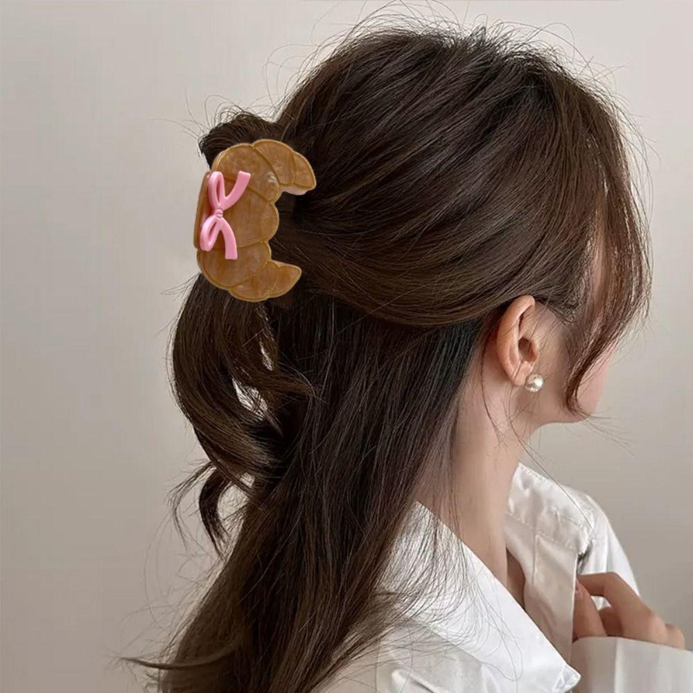 Toast Acetate Hair Crab Clip Cute Delicious Food Claw Clip Lovely Croissant Shark Clip Girls