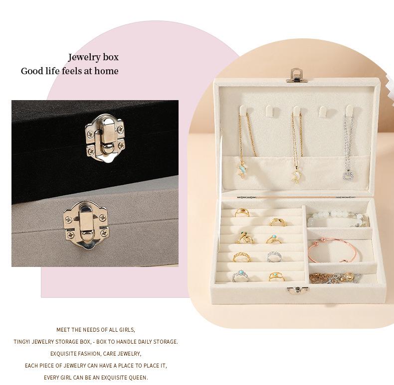 New High-End Jewelry Box with Buckle: Large Capacity Drawer for Necklace & Earrings