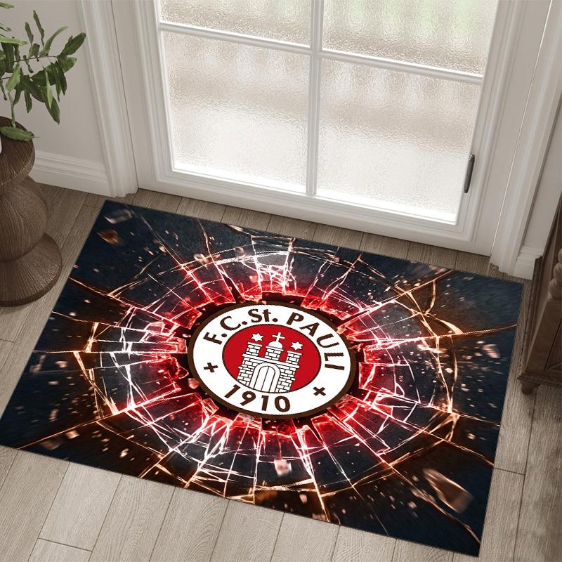 FC St. Pauli Football Design Crystal Velvet Carpet Cozy Non?Slip Printed Rug For Bedroom Living Room Entrance