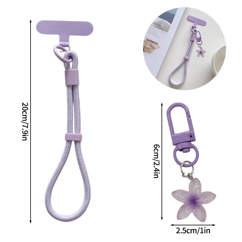 Cell Phone Lanyard Keychain on The Phone Macaron Color Beads Pendant Mobile Phone Rope Flowers Keychains Accessorie
