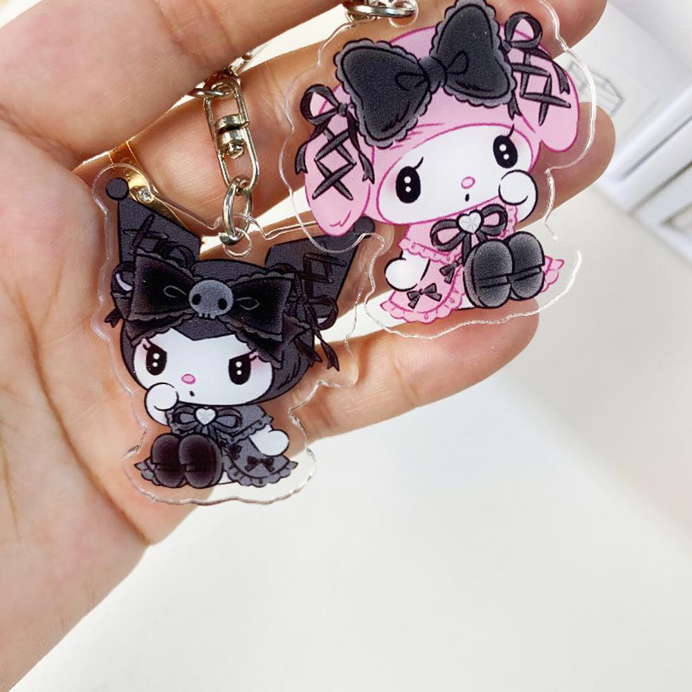 Sanrio Kawaii Kuromis Melodys Gothic Dark Style Keychain Accessories Couple Cartoon Acrylic Pendant Backpack Decoration Kdis Toy