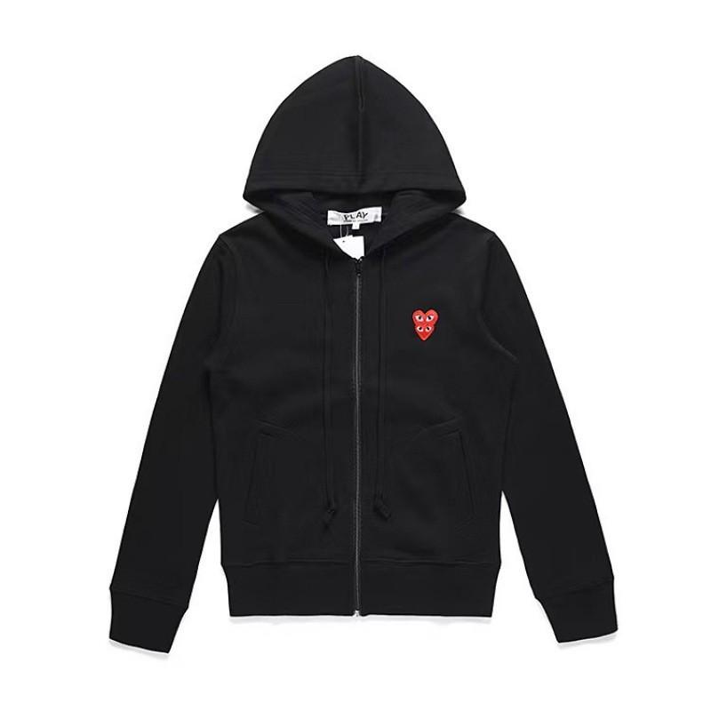 CDGplay Hoodie Couples Winter Heart Print Stand Collar Zip Sweatshirt Men Women