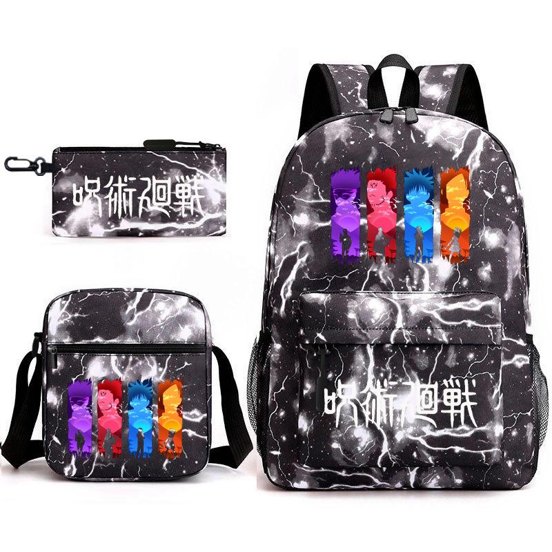 Teen Animation Backpack Elementary School Student Fashion School Bag Three-piece Set
