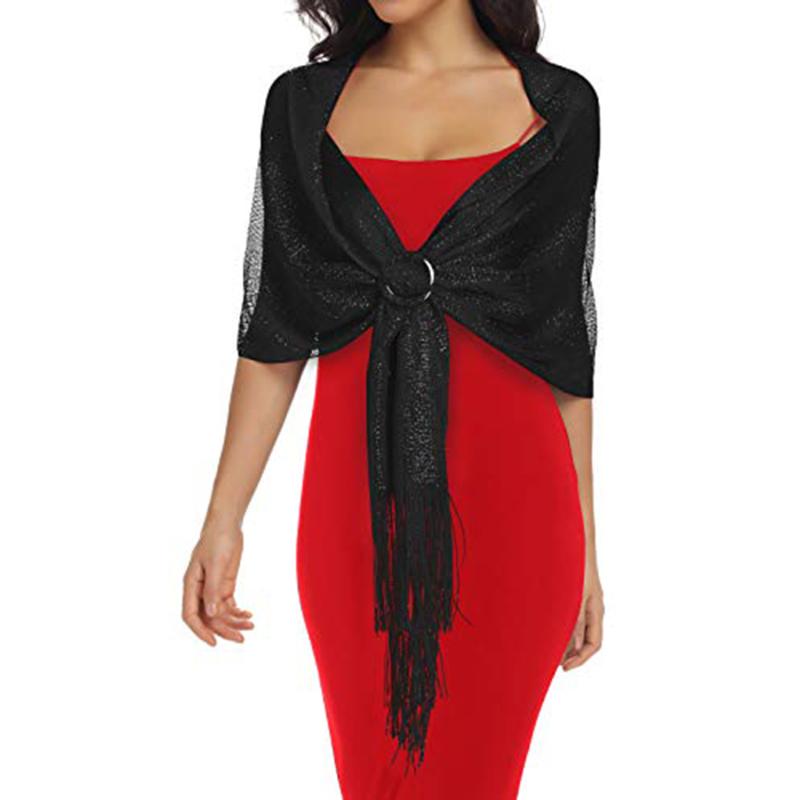 Women Elegant Evening Dresses Shawls Tassels Female Party Wedding Accessories Scarf