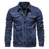 Spring Men Solid Lapel Denim Jackets Fashion Motorcycle Jeans Jackets Hommes Slim Fit Cotton Casual Black Blue Coats