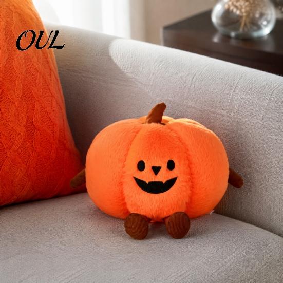 Cute Halloween Desktop Decoration Pumpkin Plush Doll, 8.66 Inch Bat Wing Plushie, Fluffy Polyester Fiber Soft Stuffed Toy for Party And Home