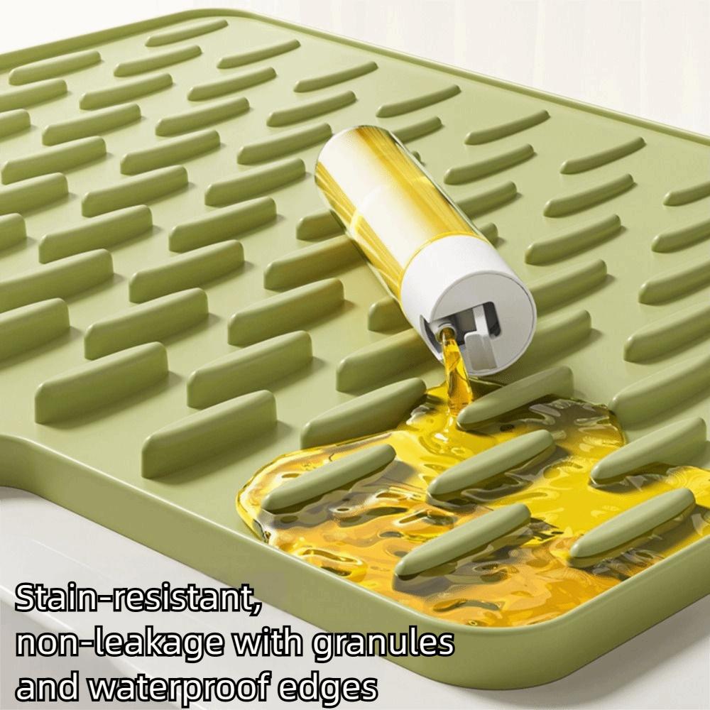 Tilted Design Silicone Drain Pad Non-Slip Water Drip Catcher Countertop Drain Tray  Hot Pots Pans