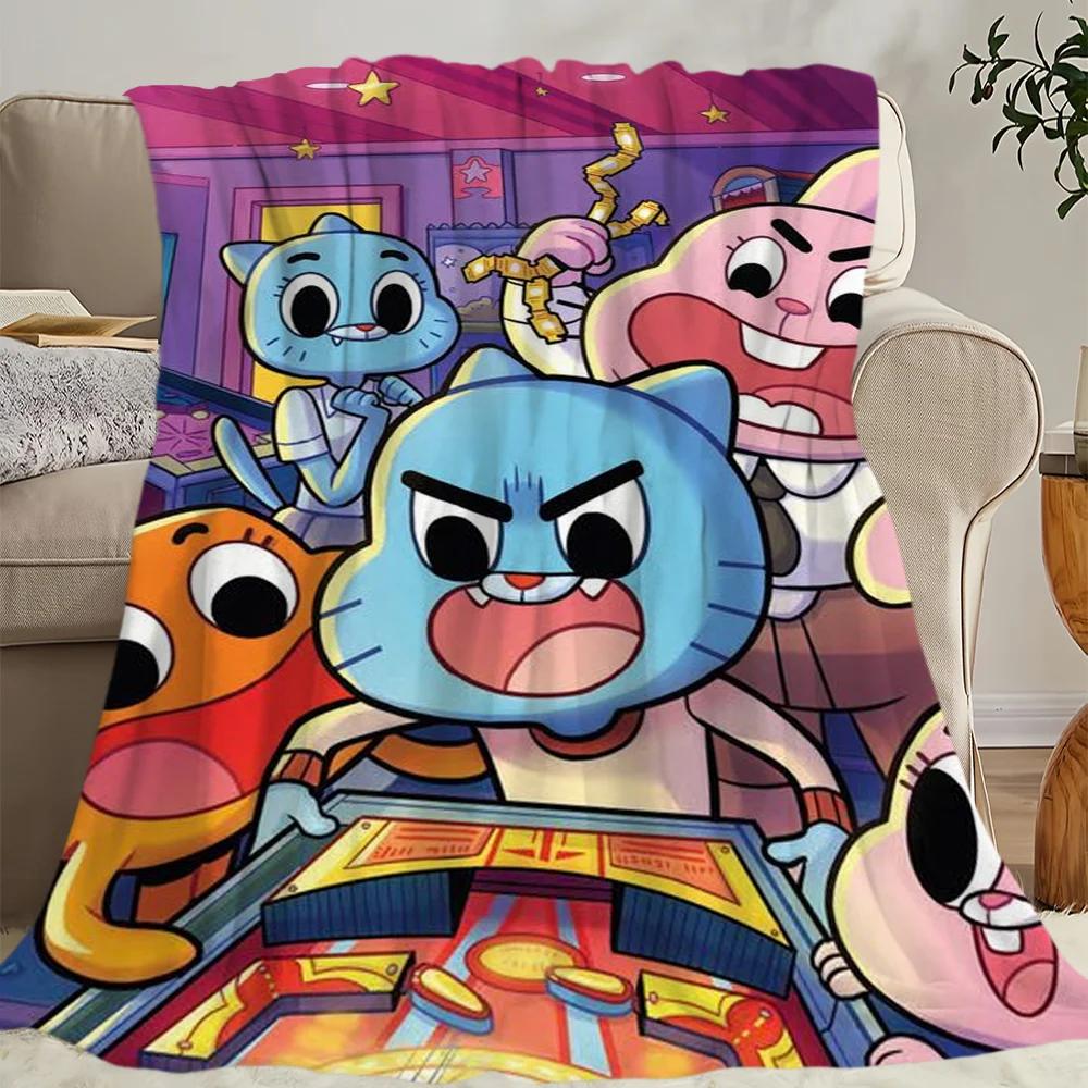 Удивительный мир G-Gumball Одеяло Приятный к коже комфорт теплое мягкое плюшевое одеяло подходит для дивана гостиной офиса спальни