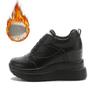 Fashion Wedge Heels Women Sneakers Leather Walking Shoes Internal Height Increase 10cm Female Casual Shoes Autumn New Women Shoes Plush