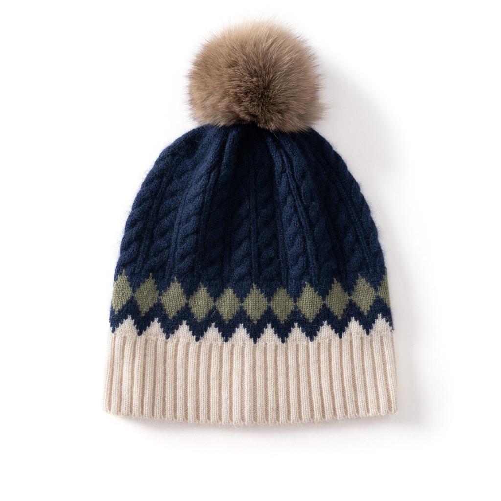 Winter knitted cashmere hat women's thickened wool hat outdoor cycling cold hat warm and cold hat ear hat