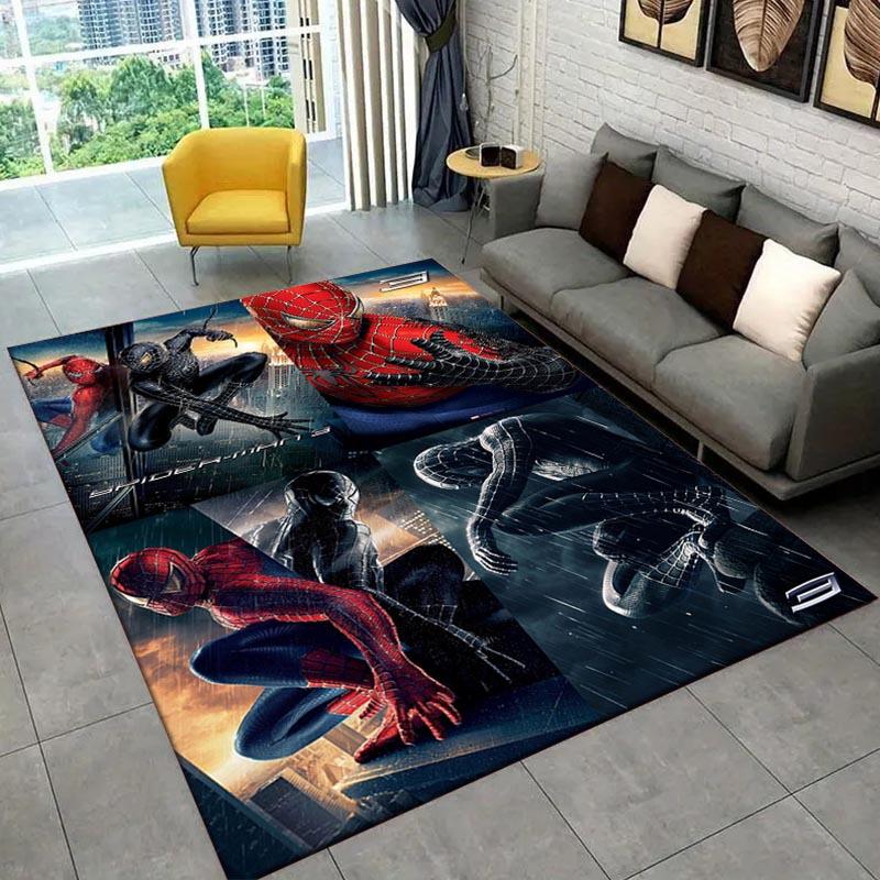 1pc Spider-Man Pattern Area Rug Soft Flannel Floor Mat for Living Room, Office, Bedroom and Carpet, Sofa Coffee Table Floor Mat
