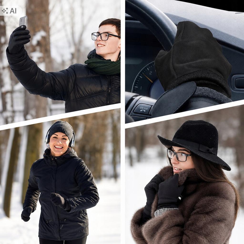 Jokureao Thermal Touchscreen Cycling Gloves Black